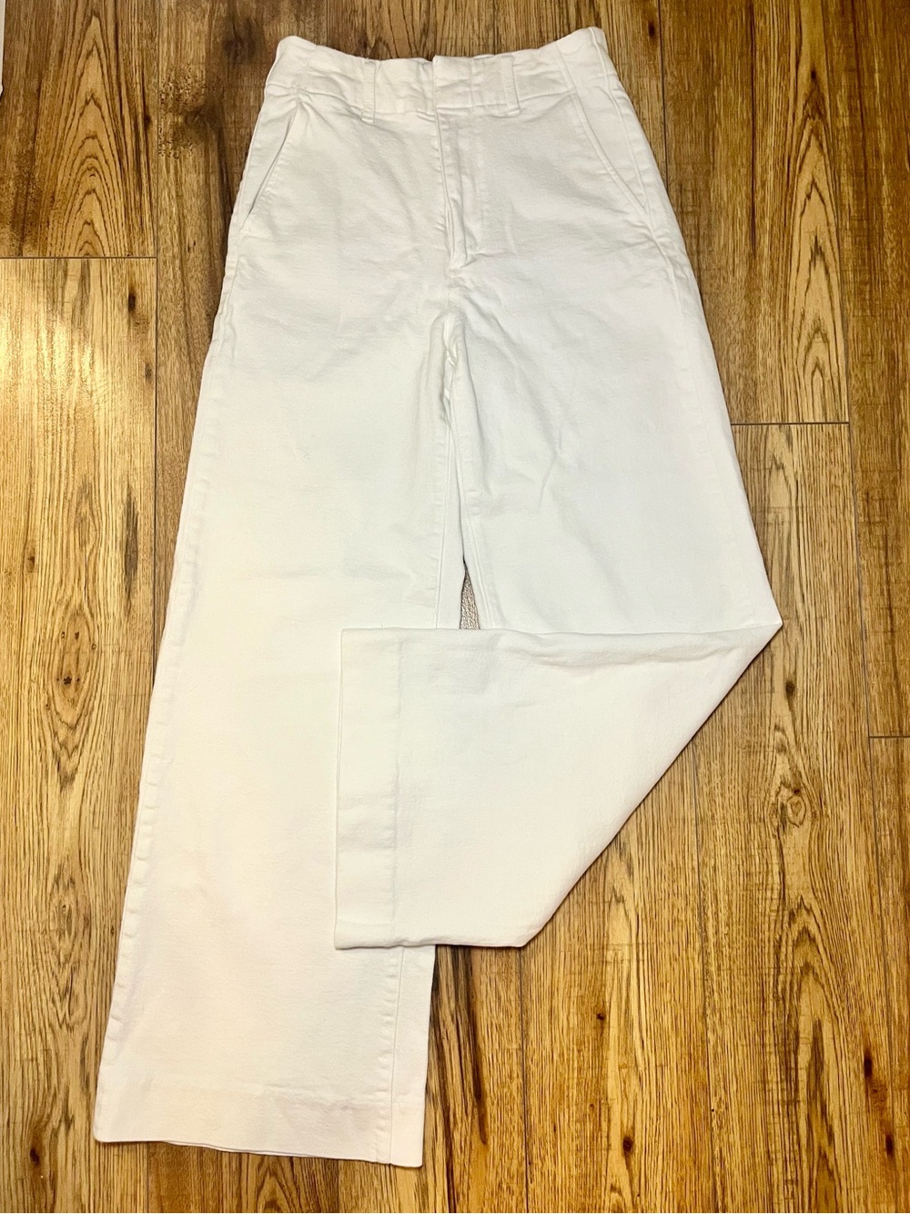 Uniqlo Wide Trouser Canvas Jeans High Waisted Off White Cream - Size S